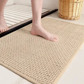 16"x24" Chenille Bathroom Rugs - Color G Thin Bathroom Rugs Fit Under Door- Absorbent, Flat, Non Slip, Soft, Machine Washable, Quick Dry, Small Beige Bath Mat Bath Rugs for Bathroom