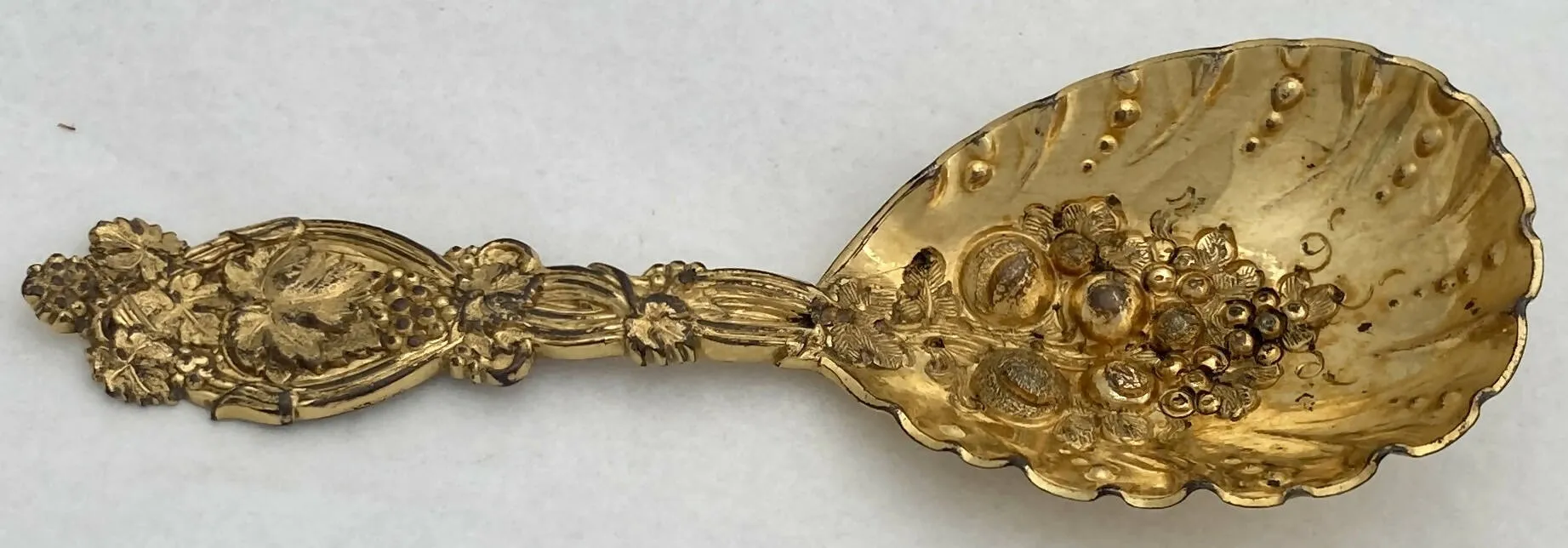 19th Century Gilt Metal Naturalistic Caddy Spoon.