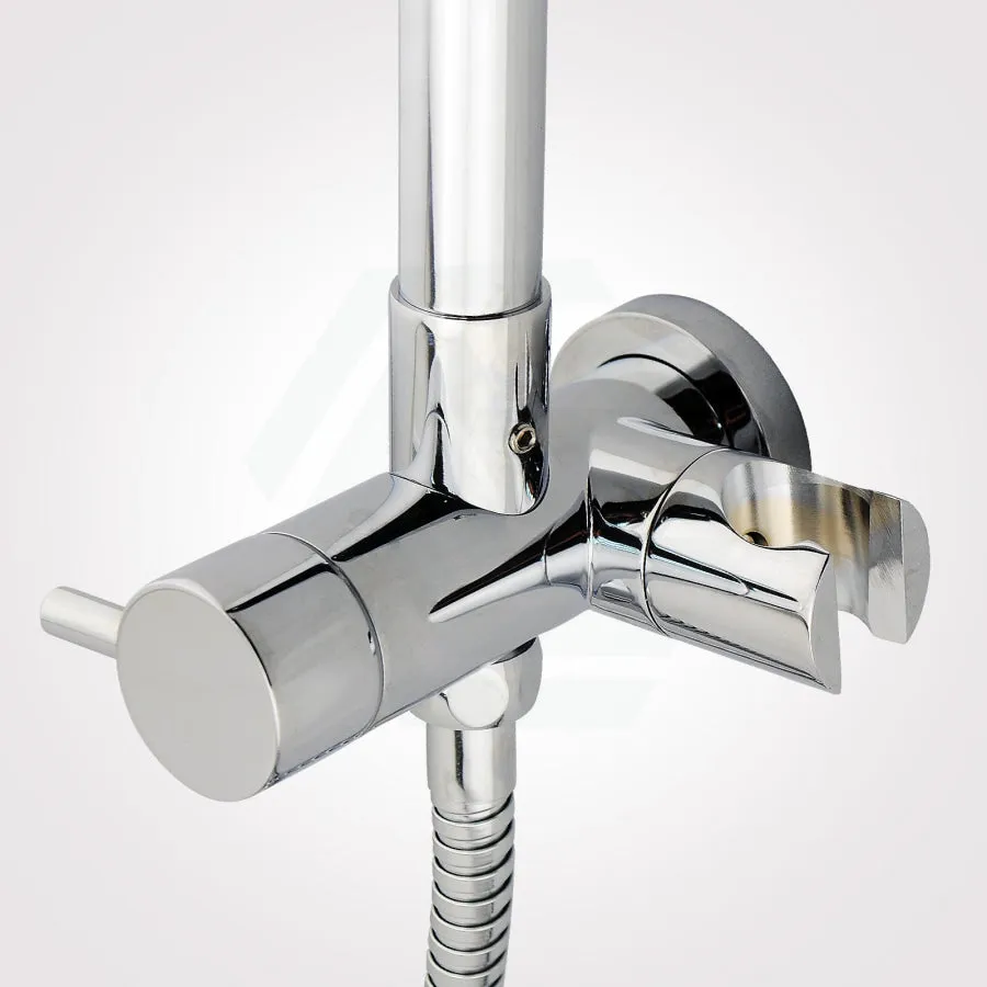 300mm Height Round Chrome Top Water Inlet Twin Shower Rail