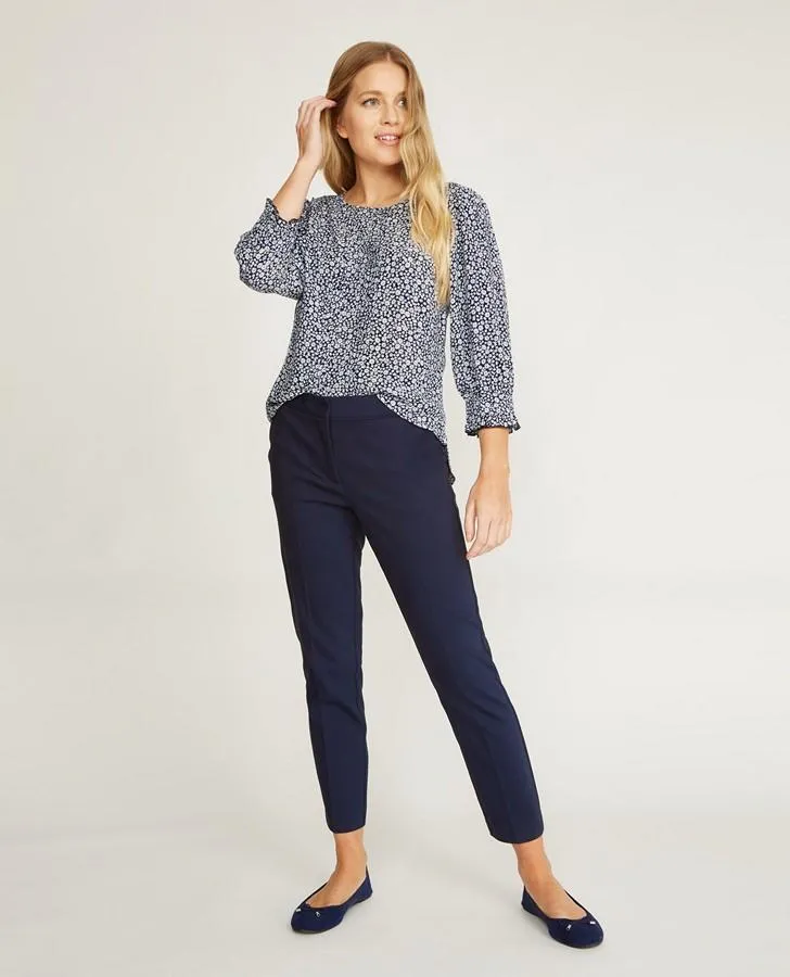 3/4 Sleeve Woodland Ditsy Pin Tuck Top