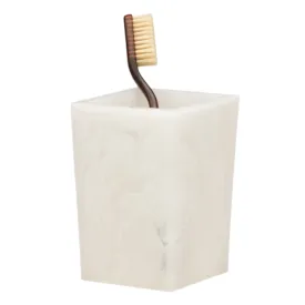 Abiko Pearl White Cast Resin Toothbrush Holder