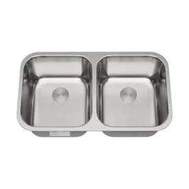 Allora USA - KSN-2918-7 - 29" x 18" x 7" Undermount 50/50 Double Bowl Stainless Steel Kitchen Sink