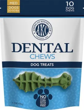 American Kennel Club AKC Natural Dental Chews Dog Treats, Medium, 10 count