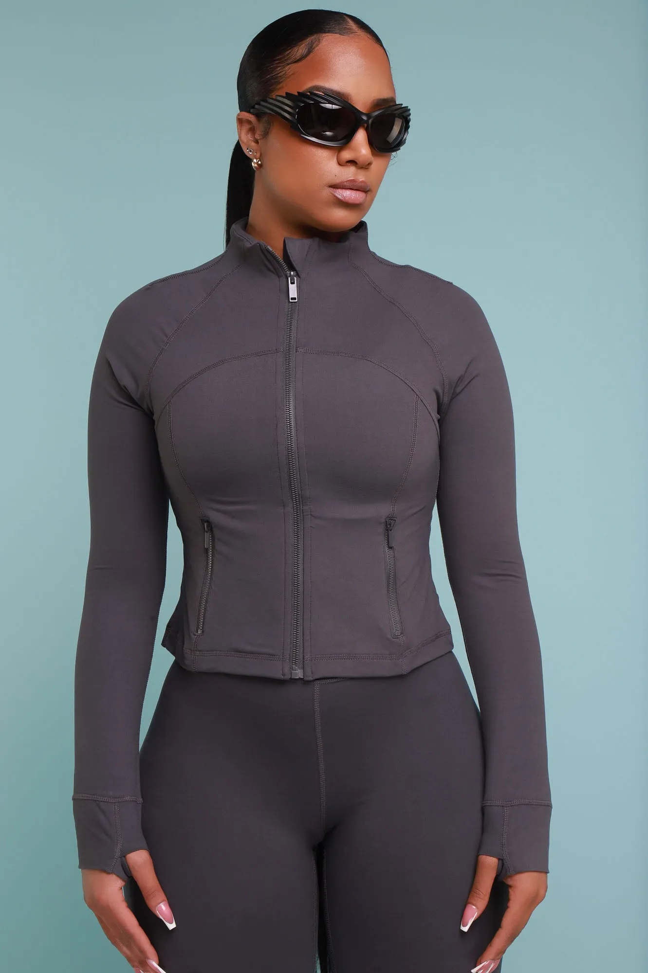 Before It's Over Long Sleeve Athletic Jacket - Charcoal