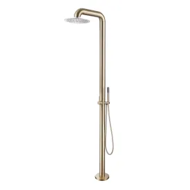 Freestanding Stainless Steel Outdoor Shower with Hand Shower Brushed Gold