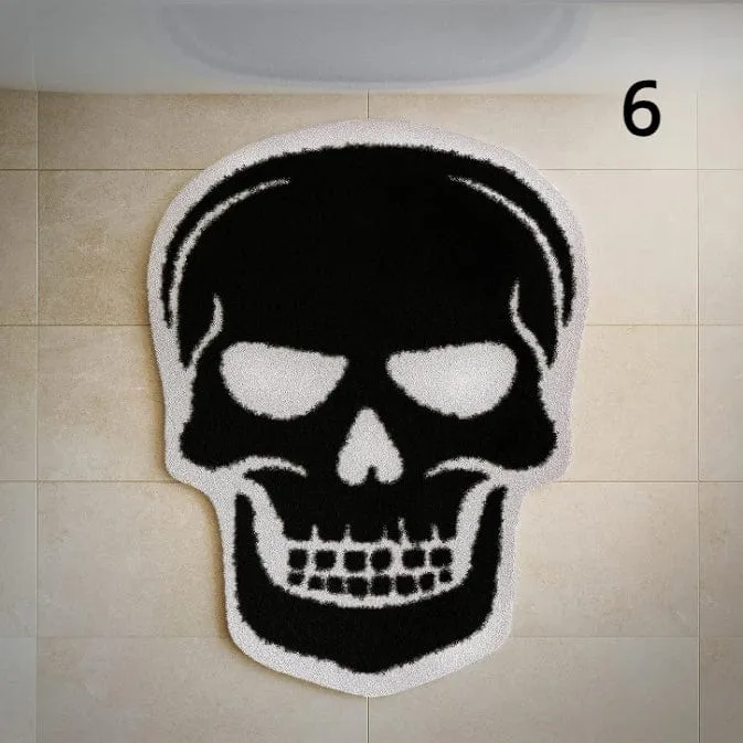 Gothic Halloween Funny Skull Bathroom Rugs