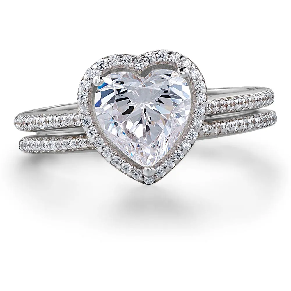 Halo Heart  Ring Set