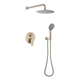 Modern Rain Shower Faucet Bathroom Set with Handle Brushed Gold JK0073