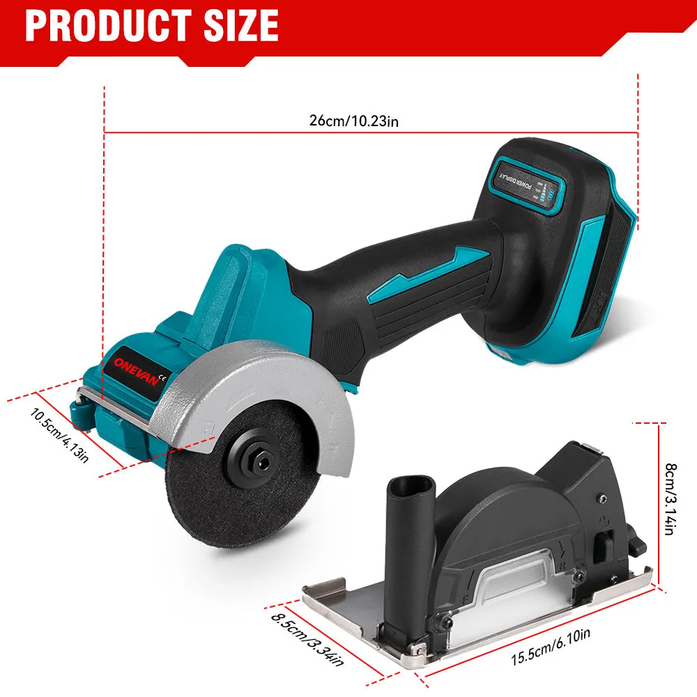 ONEVAN 76mm Brushless Electric Cordless Angle Grinder | For Makita 18V Battery