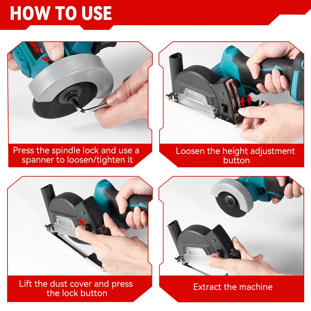 ONEVAN 76mm Brushless Electric Cordless Angle Grinder | For Makita 18V Battery