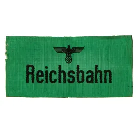 Original German WWII BeVo Embroidered Reichsbahn National Railway Armband with Faded Depot Stamps