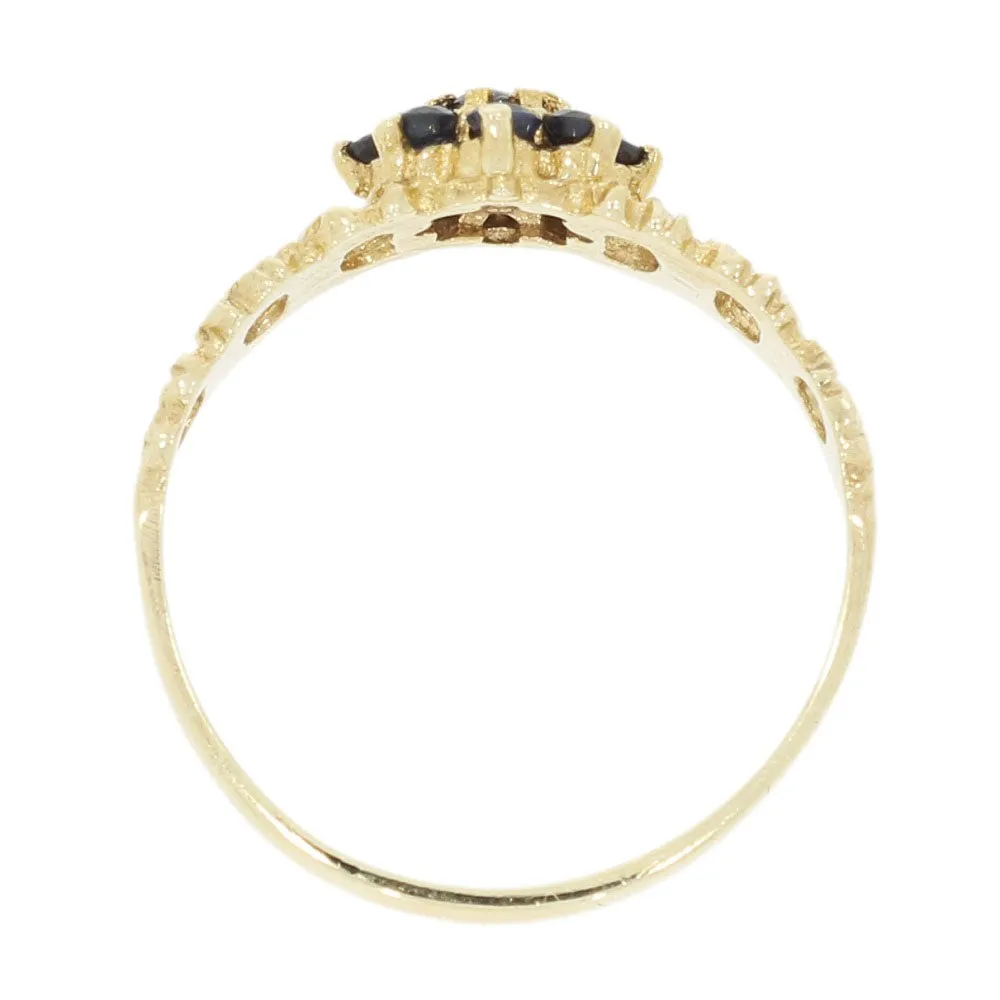 Pre Owned 9ct Yellow Gold Sapphire Cluster Ring